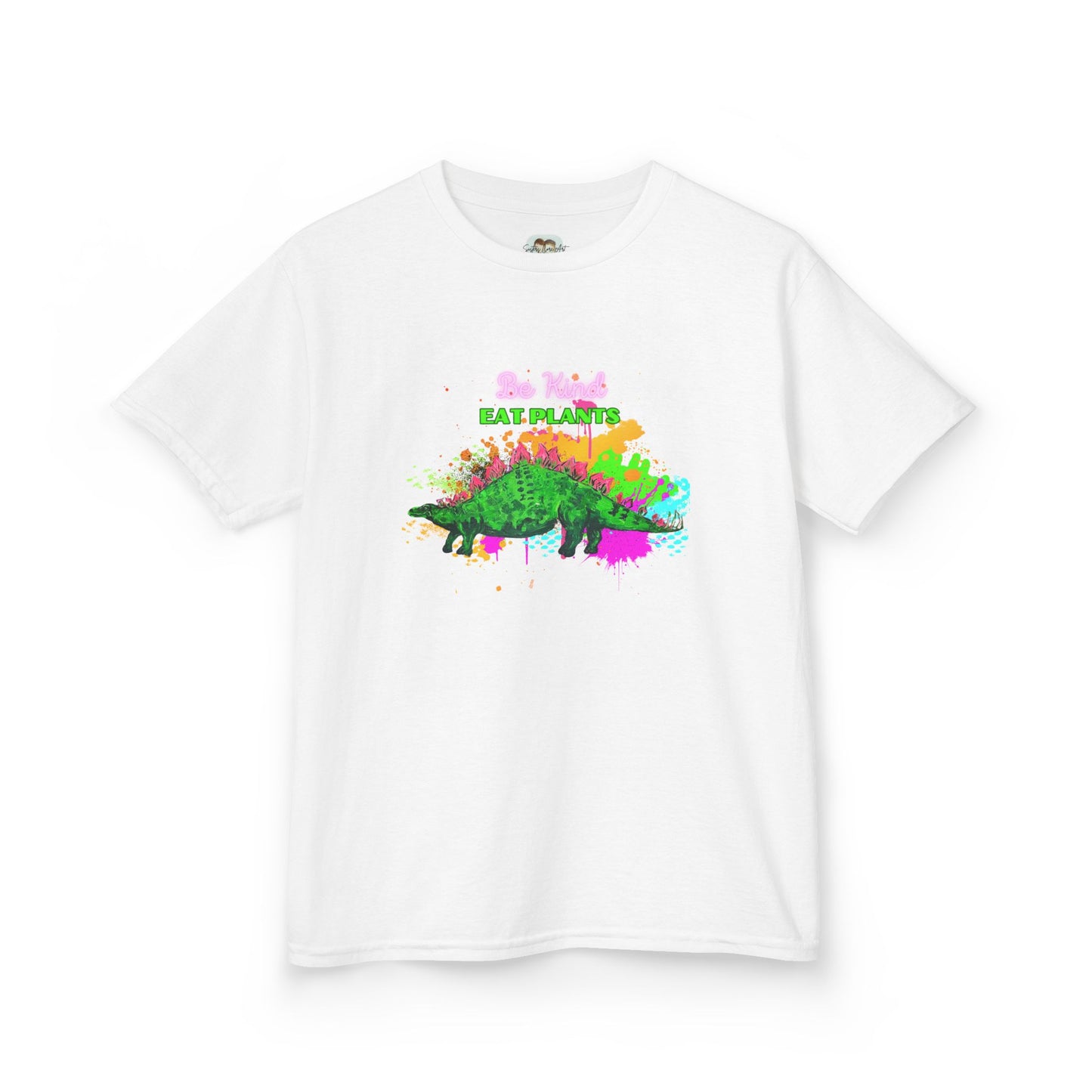 Kids Eco-Friendly Dinosaur Tee - BE KIND EAT PLANTS Fun Graphic Shirt for Boys and Girls, Perfect for Birthday and Christmas Gifts