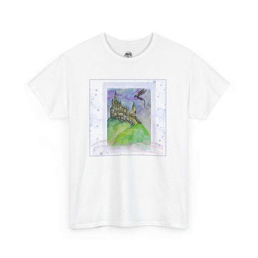 Dragon Castle Tee, Fantasy T-Shirt, Unisex Graphic Tee, Whimsical Apparel, Gift for Dreamers, Unique Artwork Shirt