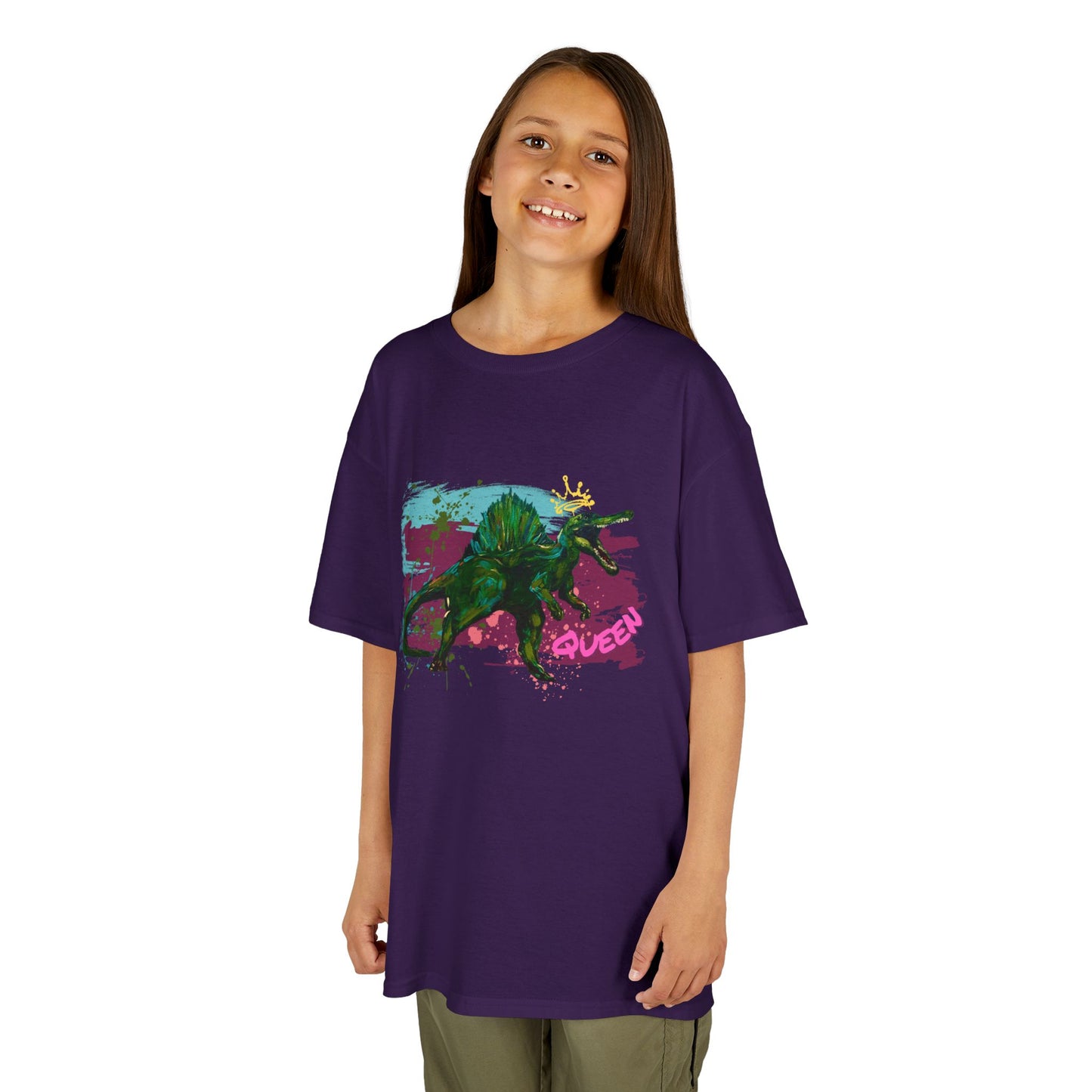 Kids Spinosaurus Queen of the Dinosaurs Graphic Tee, Fun Kids Shirt, Playful Dinosaur Art