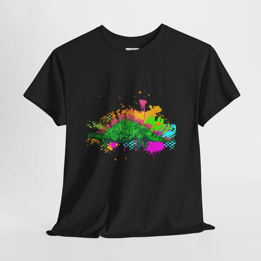 Colorful Dinosaur Unisex Heavy Cotton Tee, Fun Graphic Tee, Dino Lovers Gift, Eco-friendly Fashion, Casual Wear