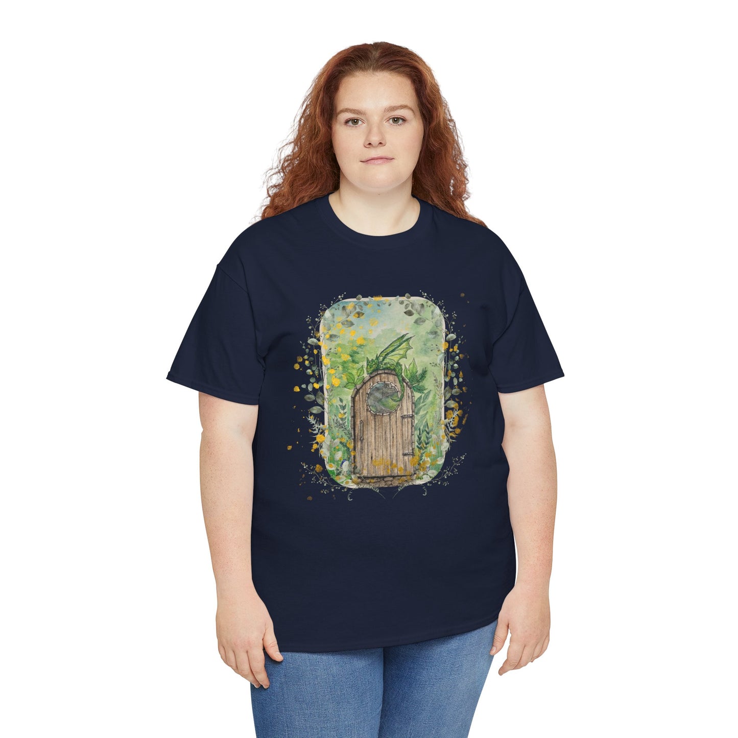 Dragon Guarding the Garden Gate Tee, Perfect Gift for Dragon Lover, Fall Style T-shirt, Fantasy Gift, Eco-Friendly Style