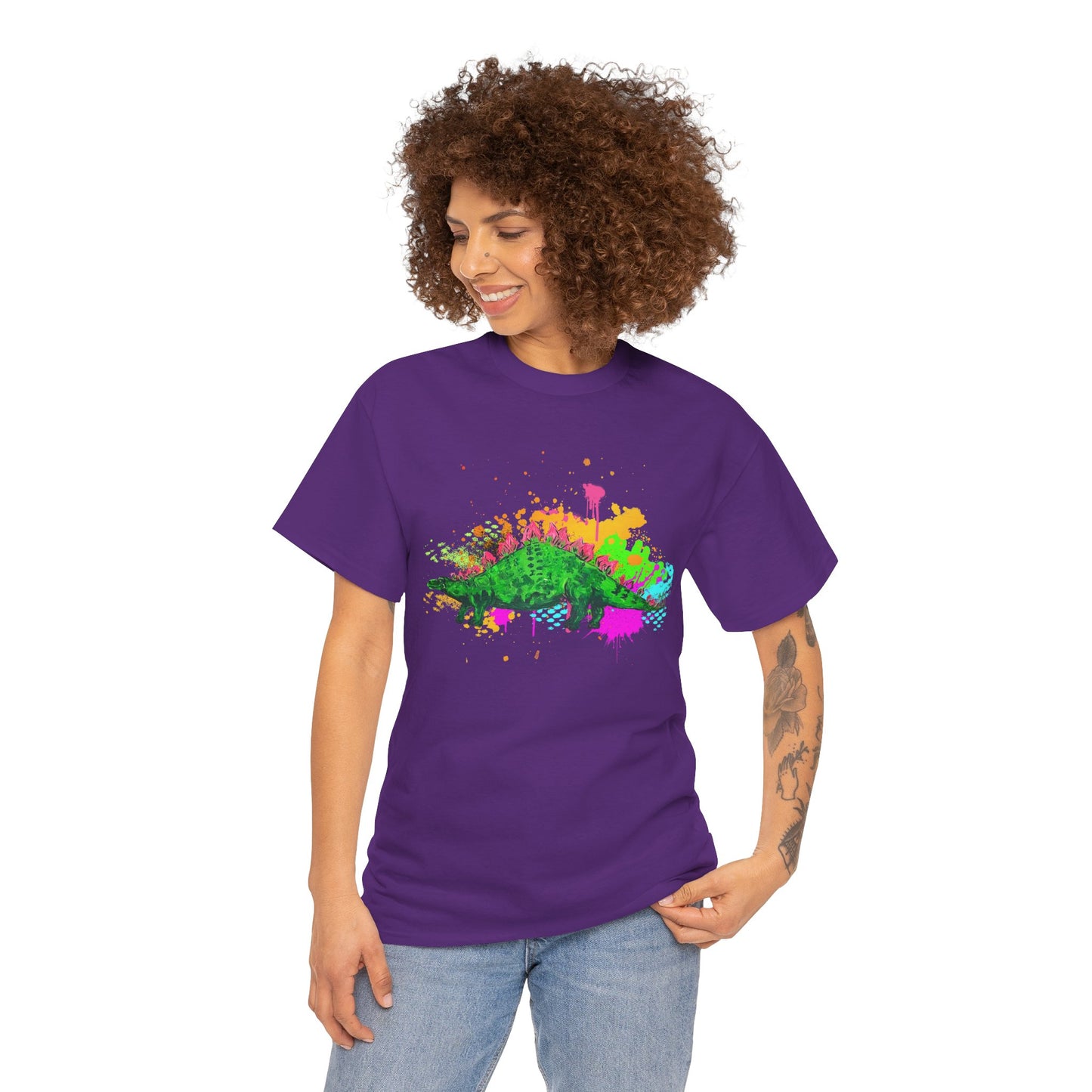 Stegosaurs Colorful Artist Unisex Heavy Cotton Graphic Tee