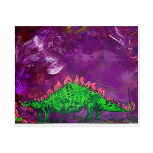 Dinosaur Art Print, Whimsical Wall Decor, Childrens Room, Colorful Dinosaur Poster, Fun Gift for Kids, Playroom Decor, Stegosaurus Art