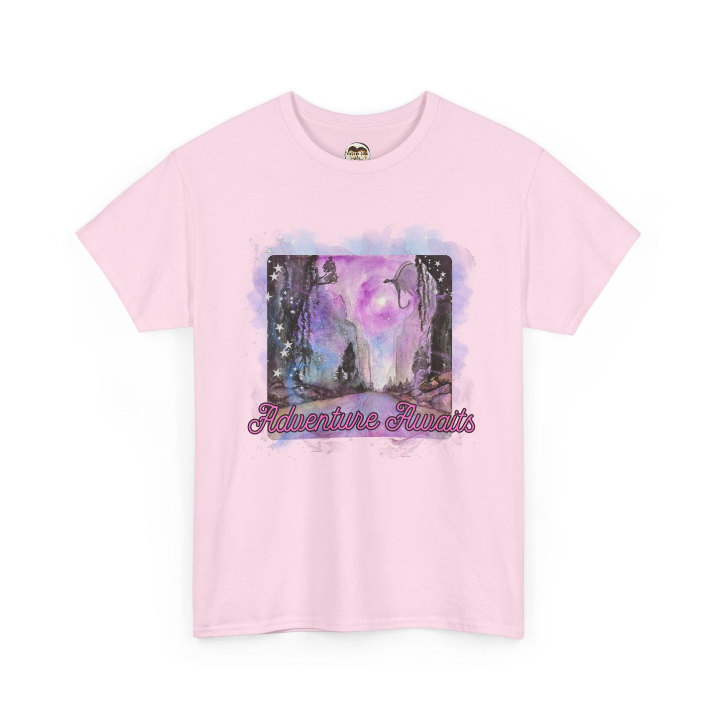 Adventure Awaits Unisex Heavy Cotton Tee, Casual Summer Shirt, Travel Tee, Gift for Nature Lovers, Trendy Graphic Tee