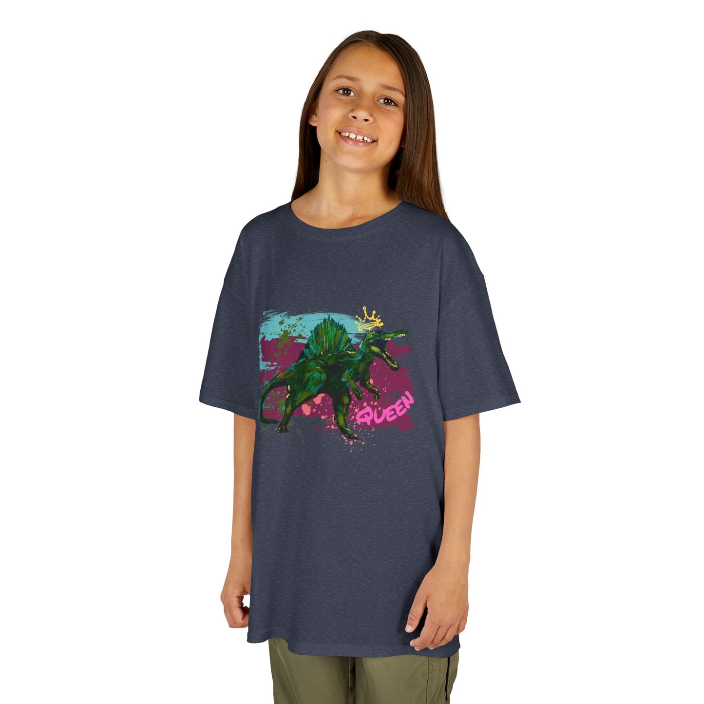 Kids Spinosaurus Queen of the Dinosaurs Graphic Tee, Fun Kids Shirt, Playful Dinosaur Art