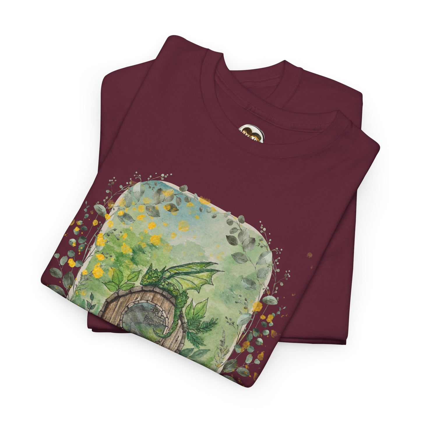 Dragon Guarding the Garden Gate Tee, Perfect Gift for Dragon Lover, Fall Style T-shirt, Fantasy Gift, Eco-Friendly Style