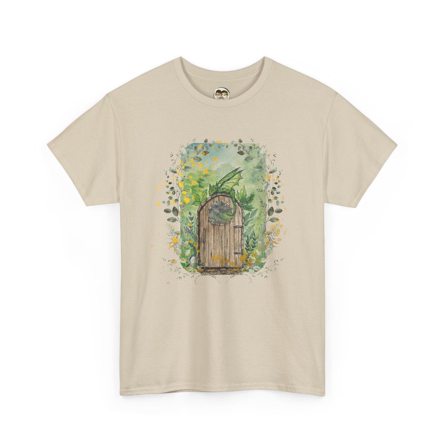 Dragon Guarding the Garden Gate Tee, Perfect Gift for Dragon Lover, Fall Style T-shirt, Fantasy Gift, Eco-Friendly Style