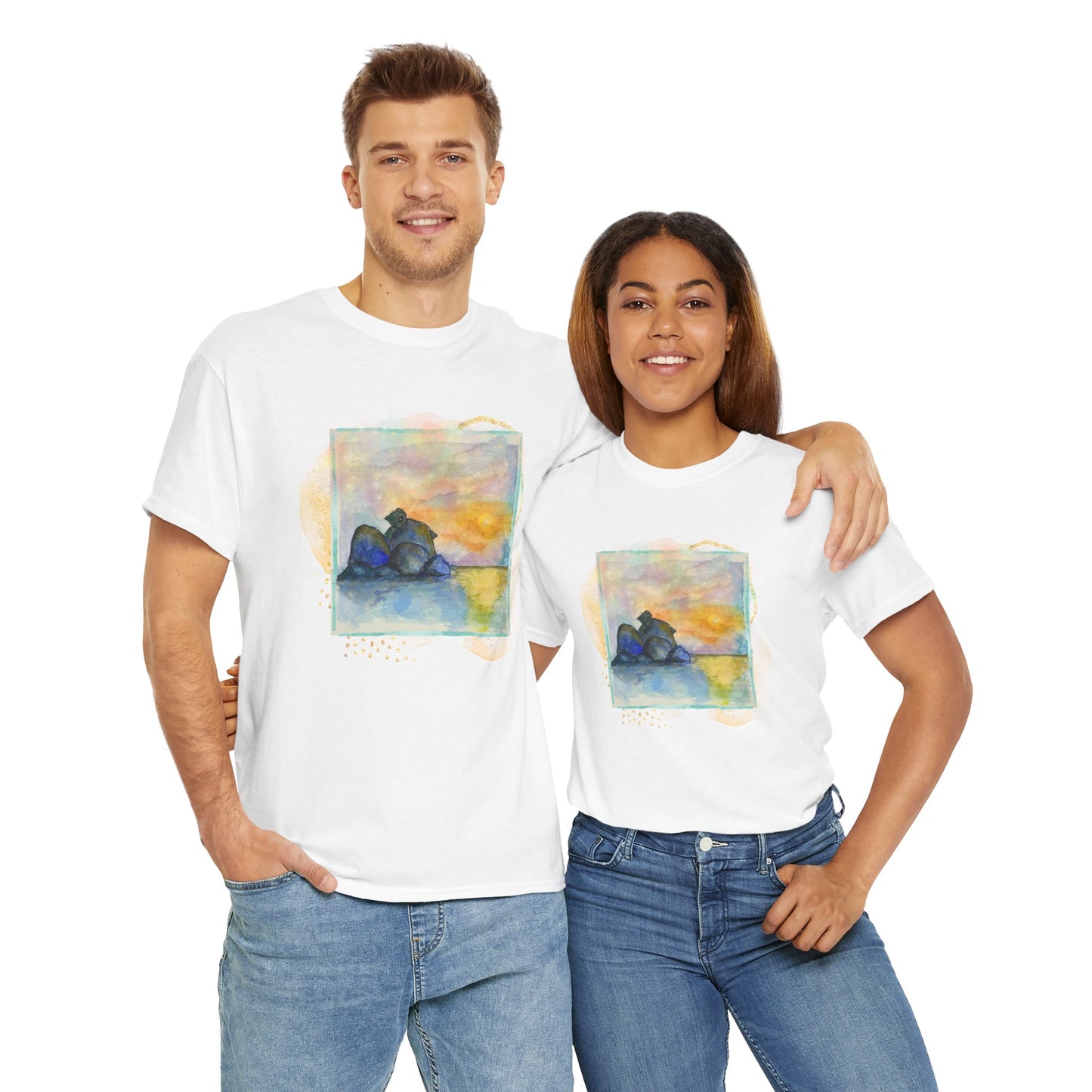 Sunset Dragon Unisex Tee, Unique Gift for Fantasy Lovers, Eco- Friendly Fashion