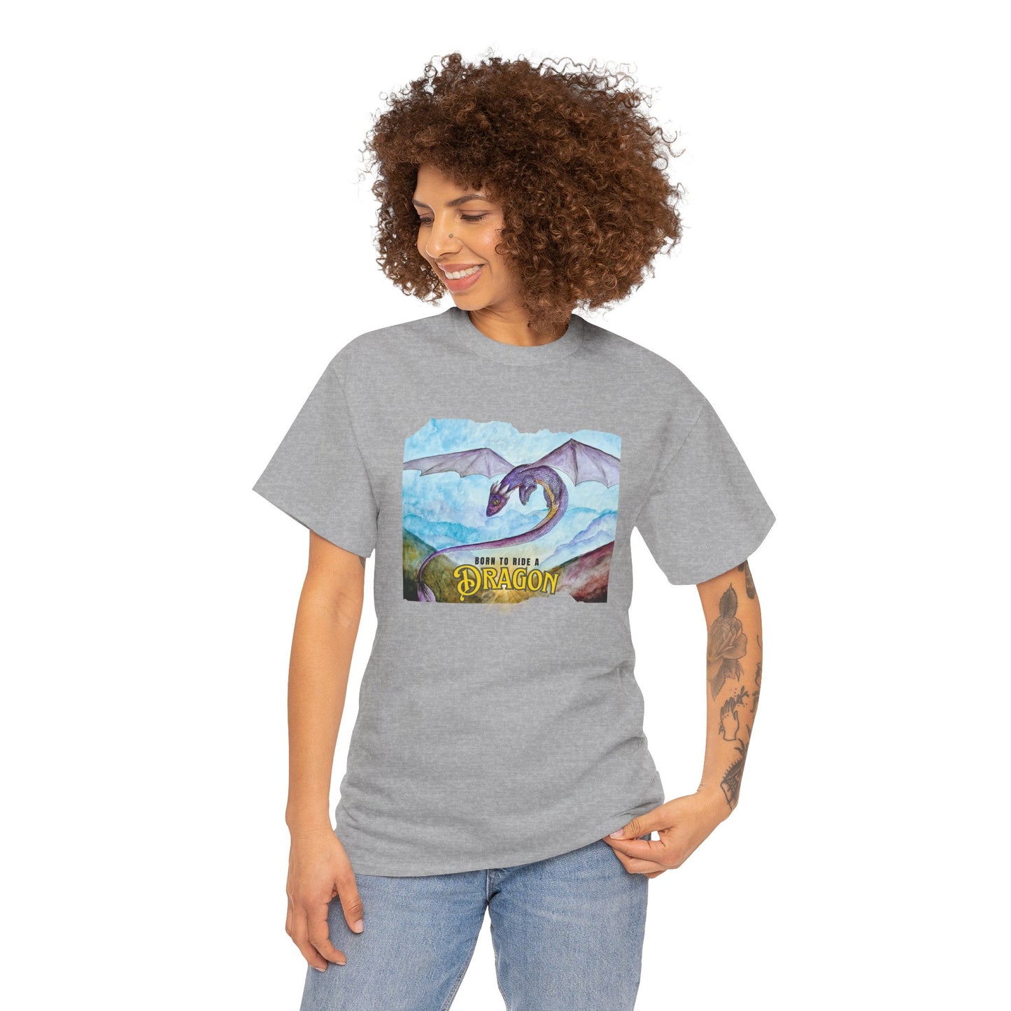 Dragon Graphic Unisex Heavy Cotton Tee, Fantasy T-Shirt, Gift for Dragon Lovers, Casual Wear, Birthday Gift, Geek Clothing
