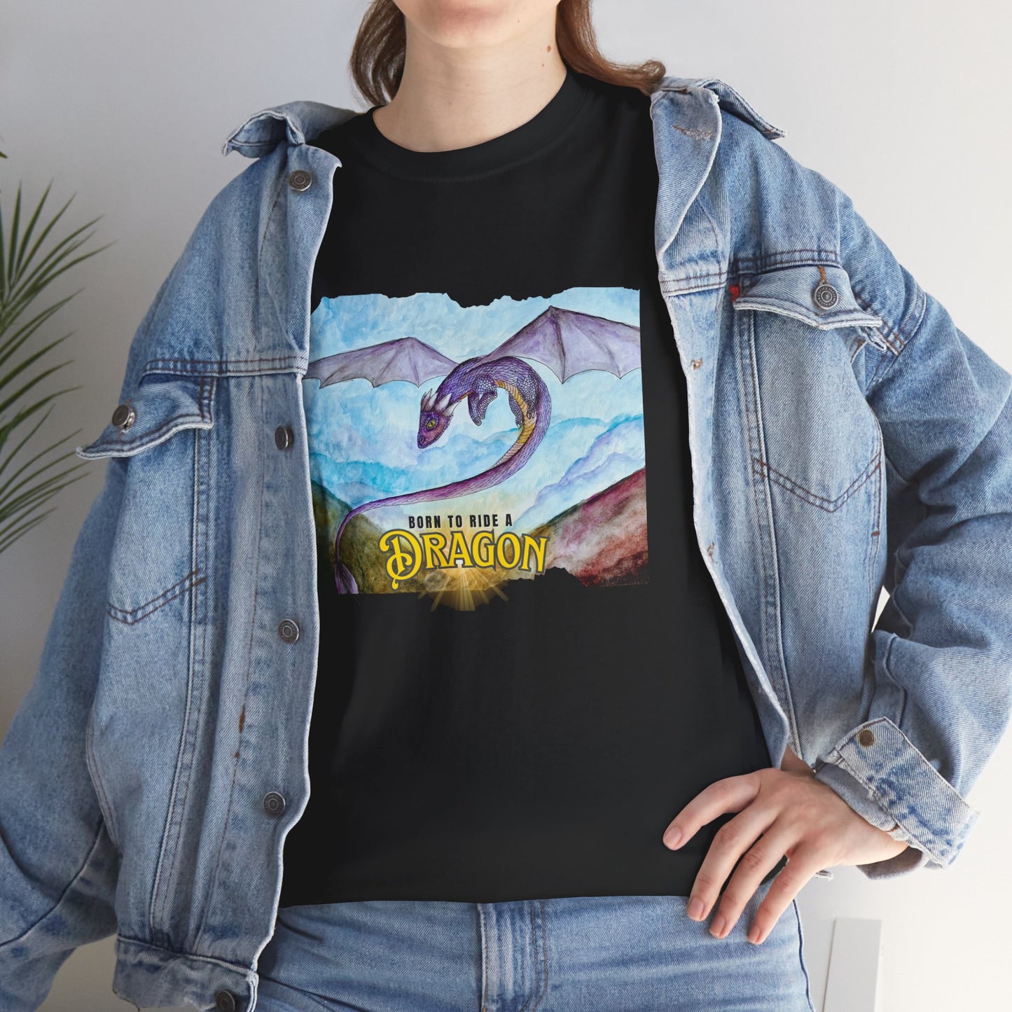 Dragon Graphic Unisex Heavy Cotton Tee, Fantasy T-Shirt, Gift for Dragon Lovers, Casual Wear, Birthday Gift, Geek Clothing