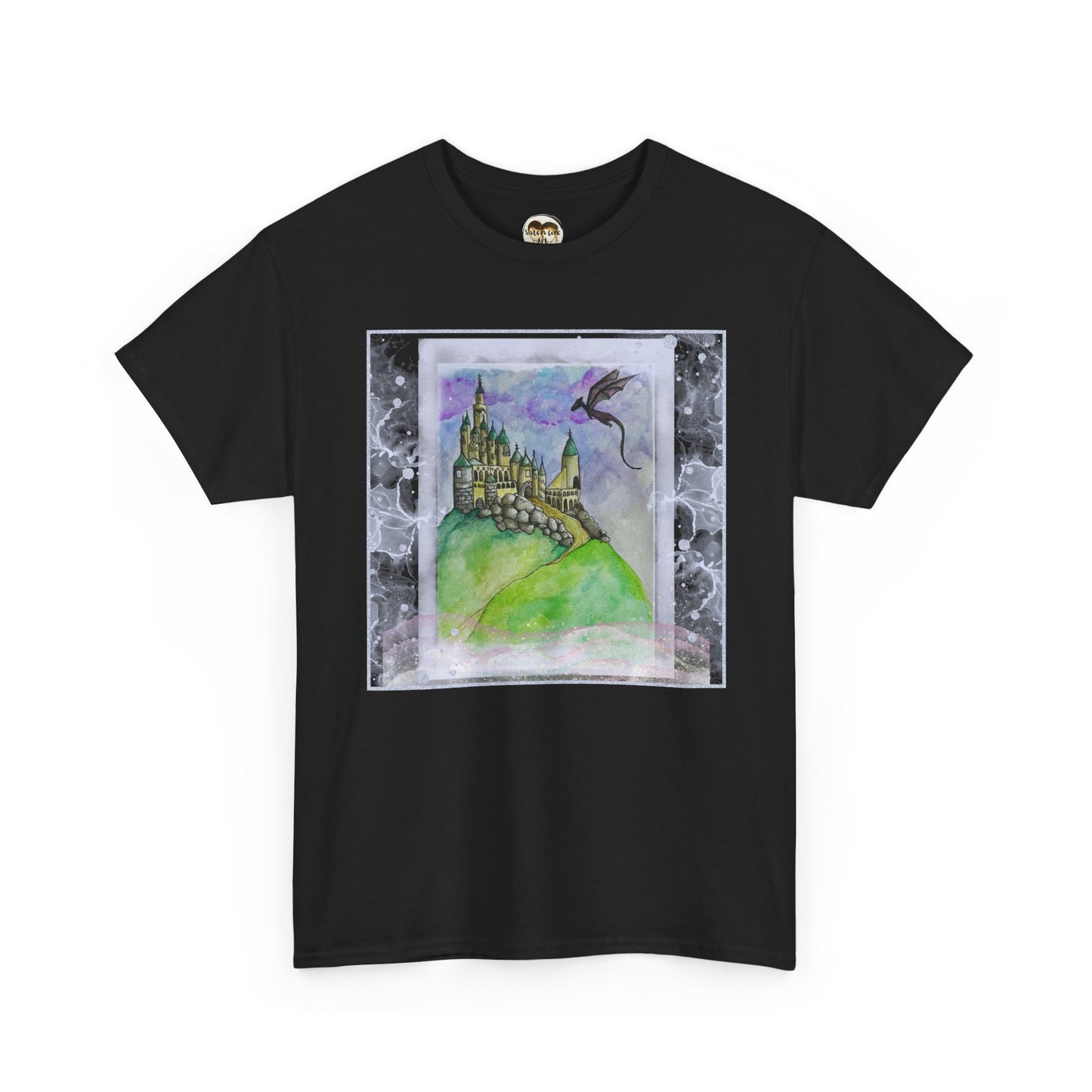 Dragon Castle Tee, Fantasy T-Shirt, Unisex Graphic Tee, Whimsical Apparel, Gift for Dreamers, Unique Artwork Shirt