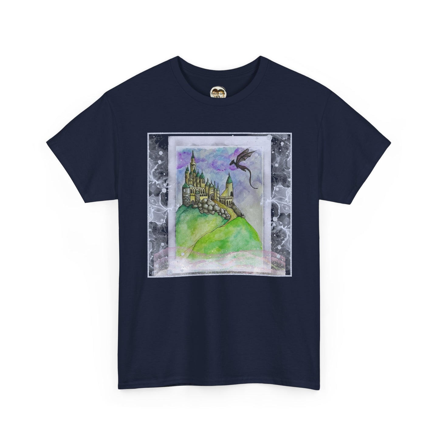 Dragon Castle Tee, Fantasy T-Shirt, Unisex Graphic Tee, Whimsical Apparel, Gift for Dreamers, Unique Artwork Shirt