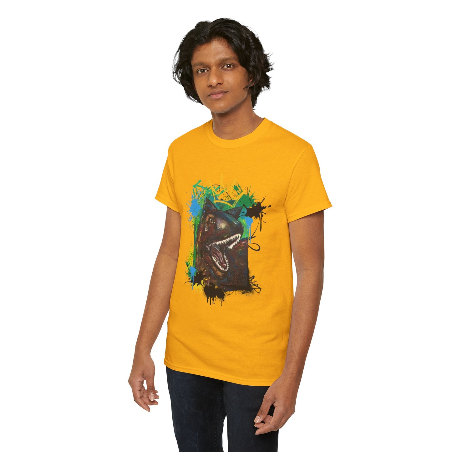 Dinosaur Graphic Tee, Unisex Heavy Cotton T-Shirt, Fun Art Tee, Casual Wear, Gift for Dino Lovers, Summer Style