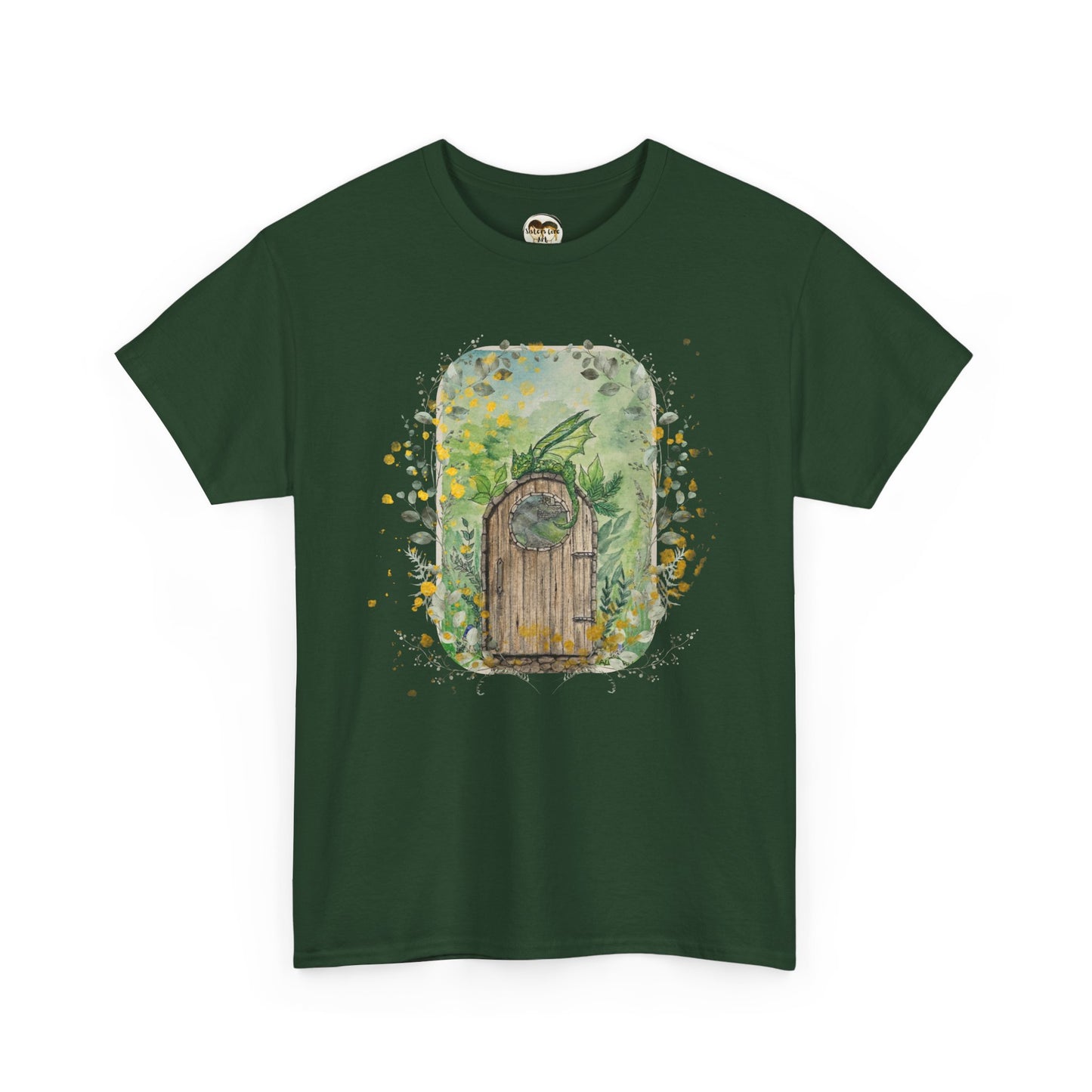Dragon Guarding the Garden Gate Tee, Perfect Gift for Dragon Lover, Fall Style T-shirt, Fantasy Gift, Eco-Friendly Style