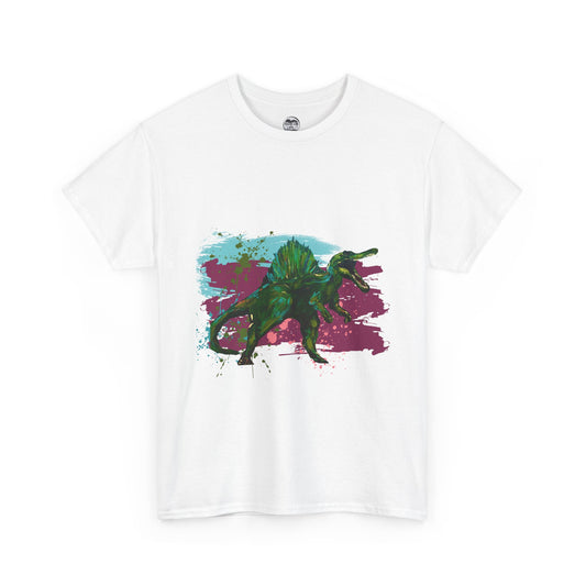 Vibrant Dinosaur Art Unisex Heavy Cotton Tee, Graphic Tee, Gift for Dinosaur Lovers, Casual Wear, Cool T-Shirt, Eco-Friendly Fashion