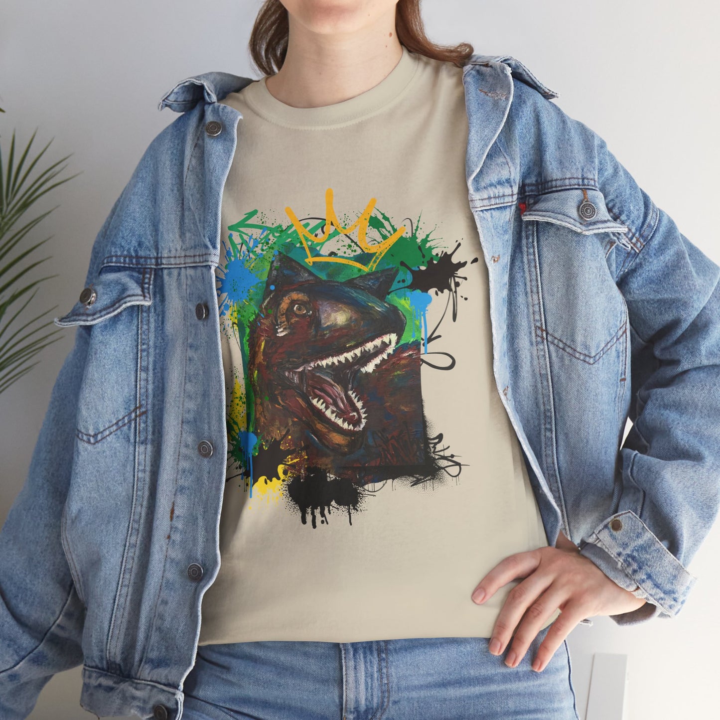 Dinosaur Graphic Tee, Unisex Heavy Cotton T-Shirt, Fun Art Tee, Casual Wear, Gift for Dino Lovers, Summer Style