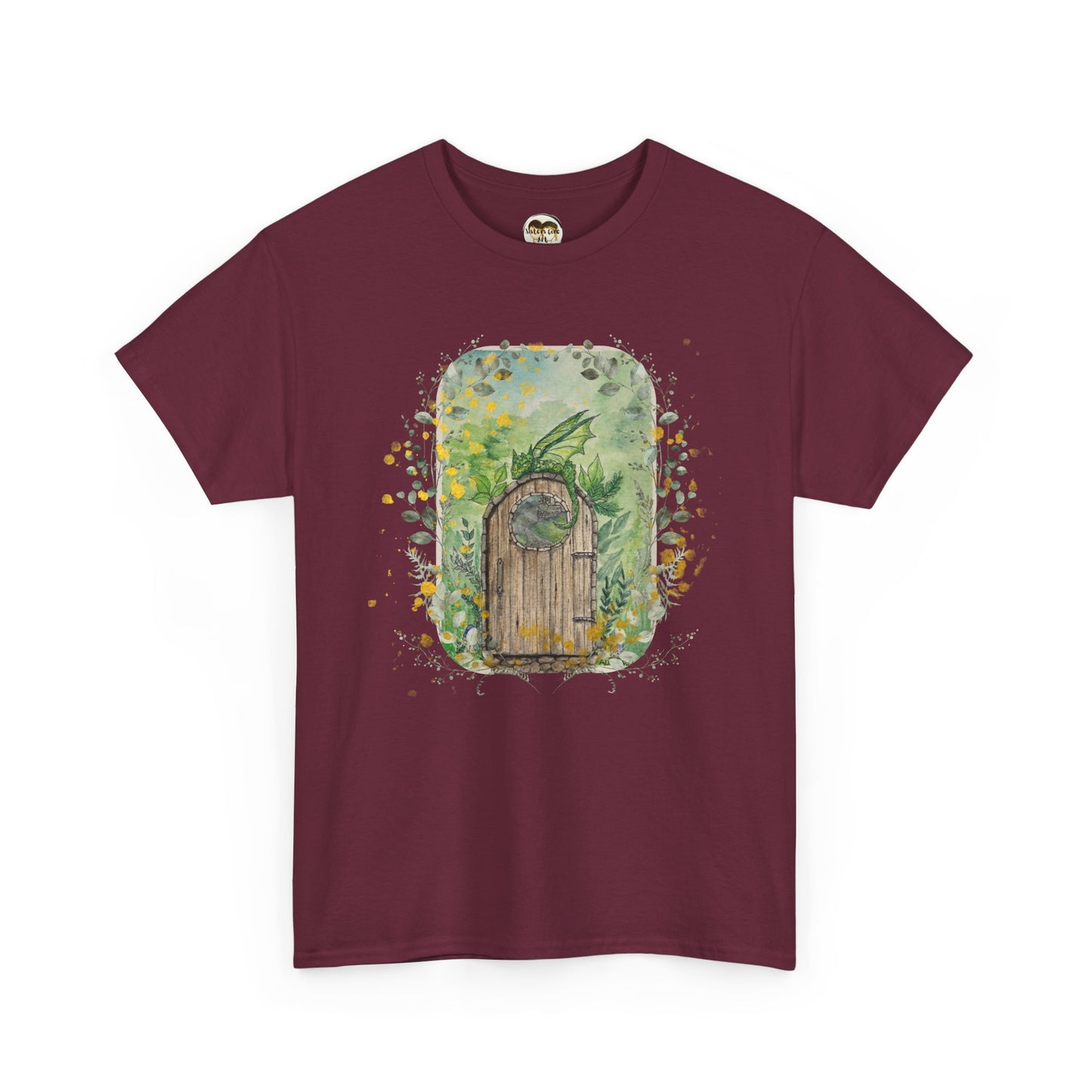 Dragon Guarding the Garden Gate Tee, Perfect Gift for Dragon Lover, Fall Style T-shirt, Fantasy Gift, Eco-Friendly Style