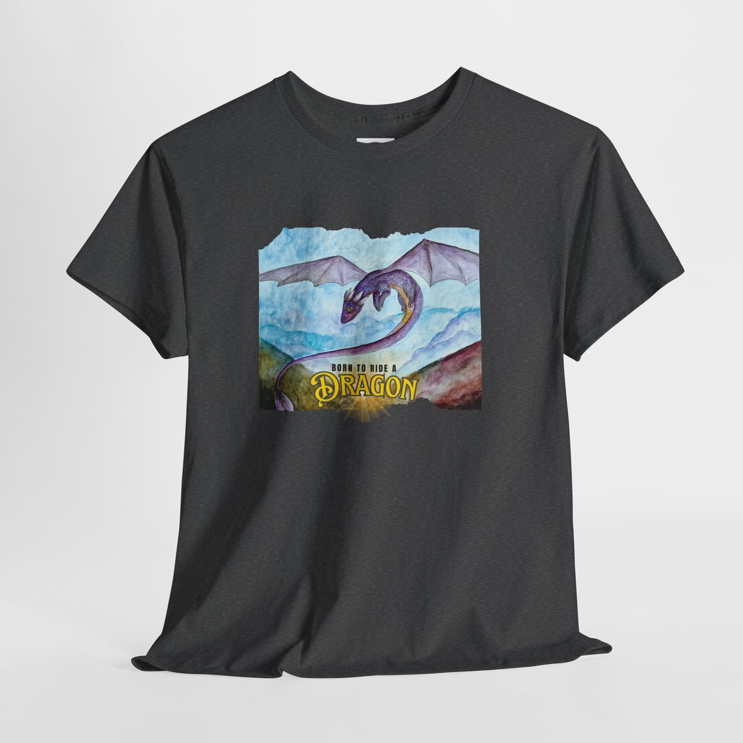Dragon Graphic Unisex Heavy Cotton Tee, Fantasy T-Shirt, Gift for Dragon Lovers, Casual Wear, Birthday Gift, Geek Clothing