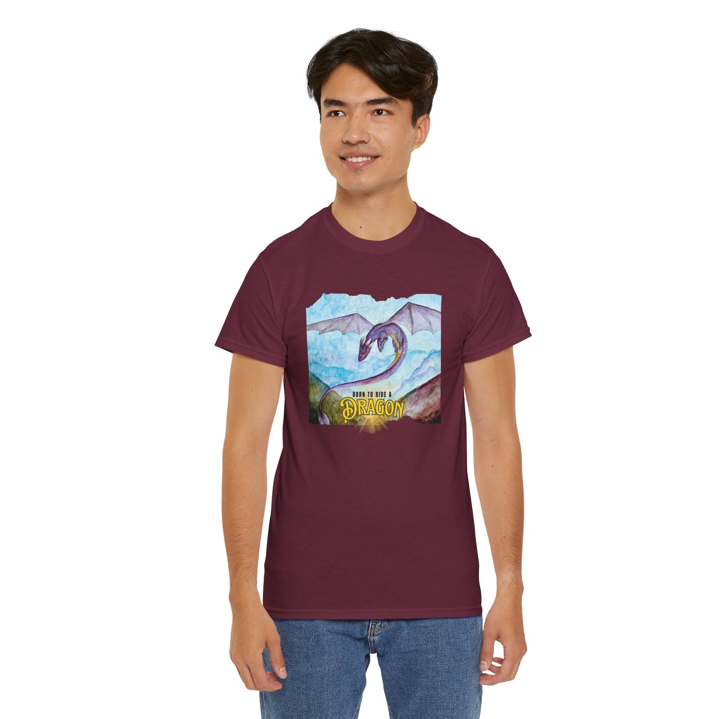 Dragon Graphic Unisex Heavy Cotton Tee, Fantasy T-Shirt, Gift for Dragon Lovers, Casual Wear, Birthday Gift, Geek Clothing