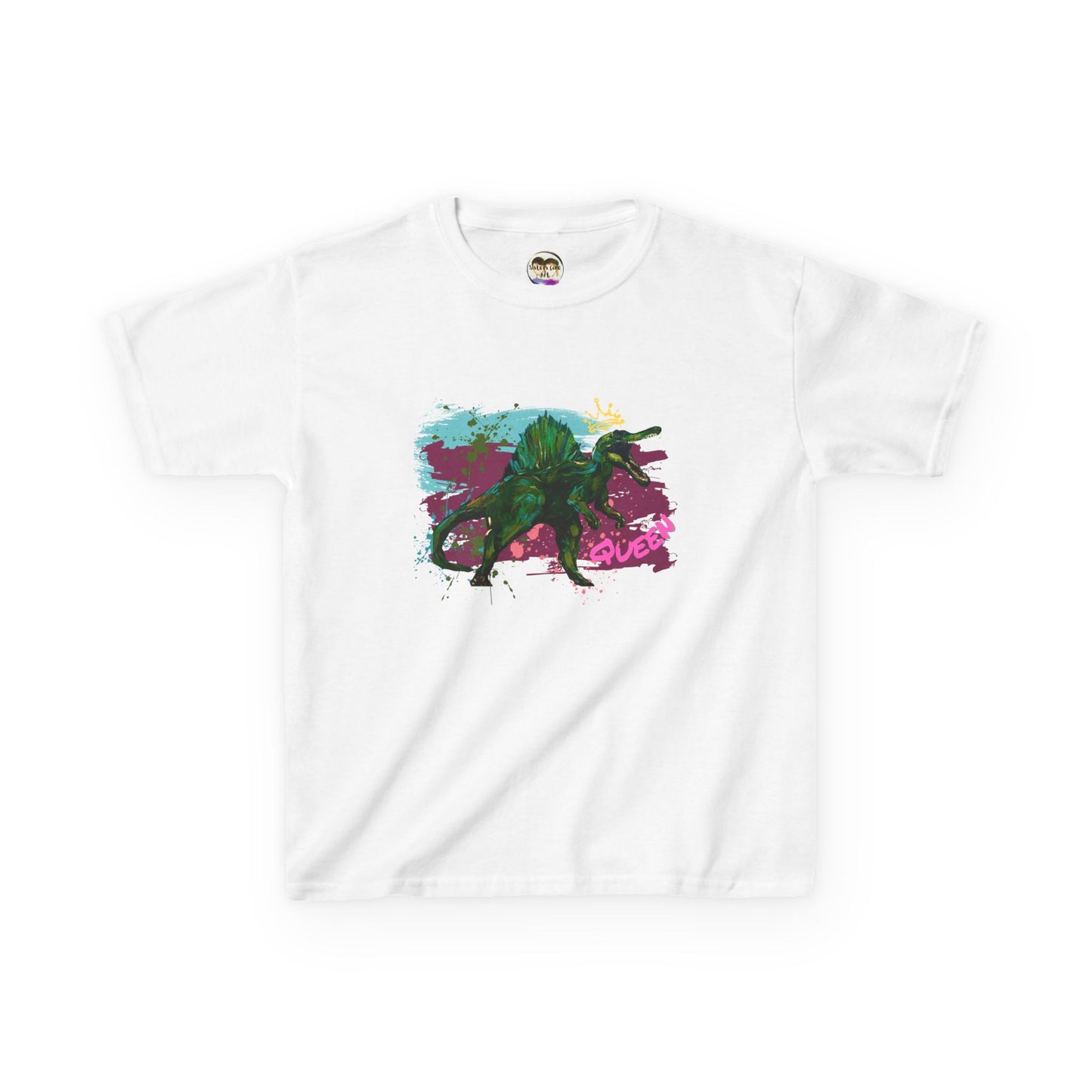 Kids Spinosaurus Queen of the Dinosaurs Graphic Tee, Fun Kids Shirt, Playful Dinosaur Art