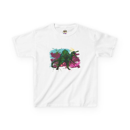 Kids Spinosaurus Queen of the Dinosaurs Graphic Tee, Fun Kids Shirt, Playful Dinosaur Art