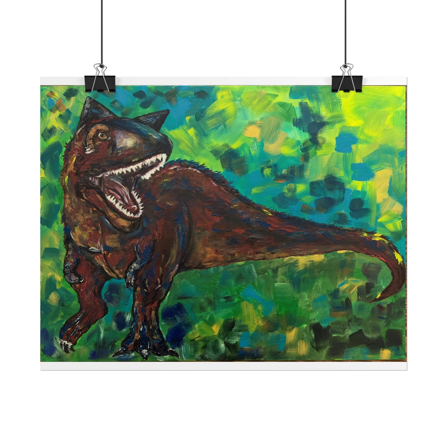 Dinosaur Art Print | Rolled Poster | Unique Decor for Kids, Nursery Wall Art, Birthday Gift, Fun Home Decoration, Horned T-Rex Art