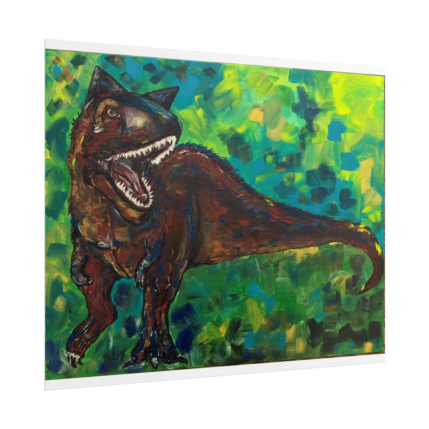 Dinosaur Art Print | Rolled Poster | Unique Decor for Kids, Nursery Wall Art, Birthday Gift, Fun Home Decoration, Horned T-Rex Art