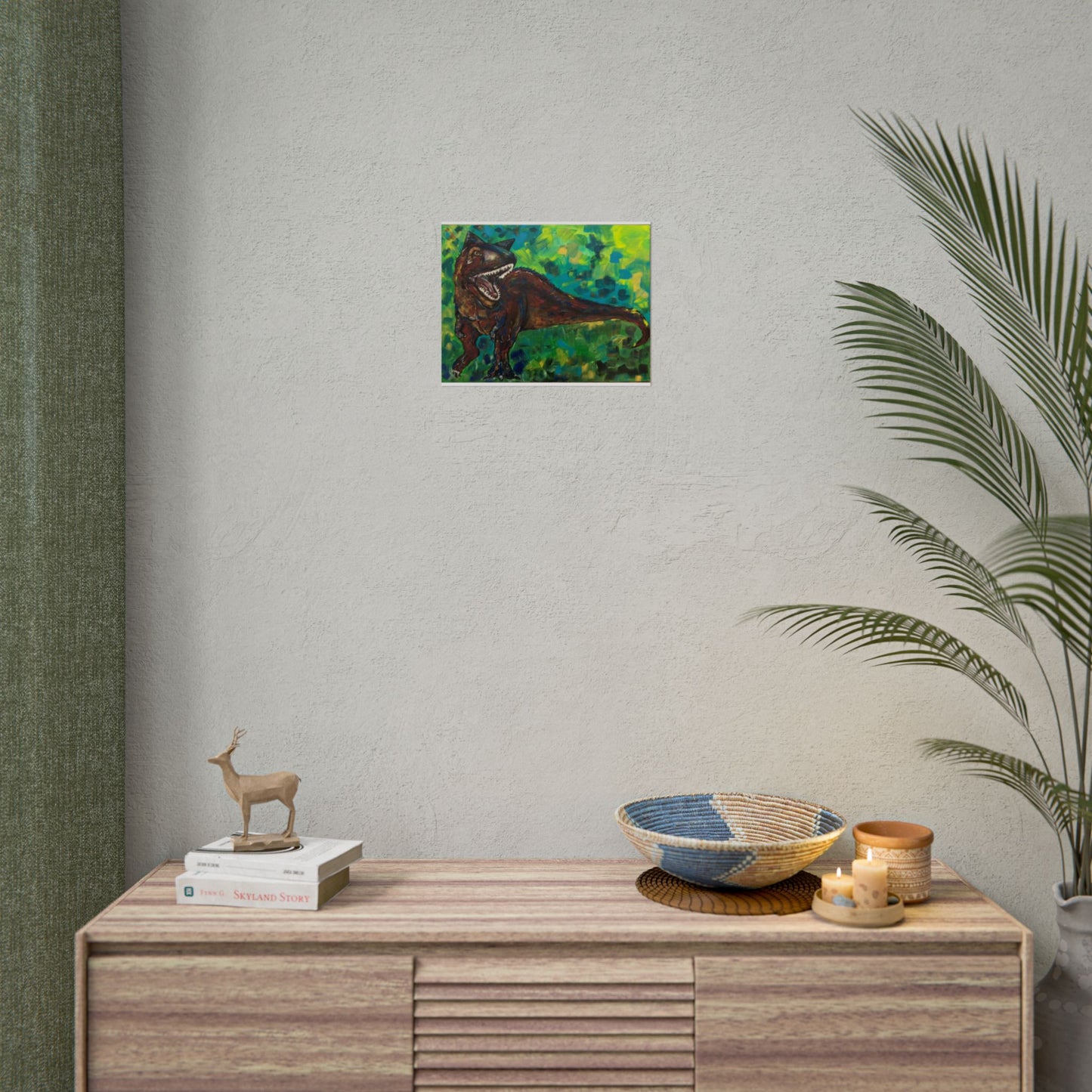 Dinosaur Art Print | Rolled Poster | Unique Decor for Kids, Nursery Wall Art, Birthday Gift, Fun Home Decoration, Horned T-Rex Art
