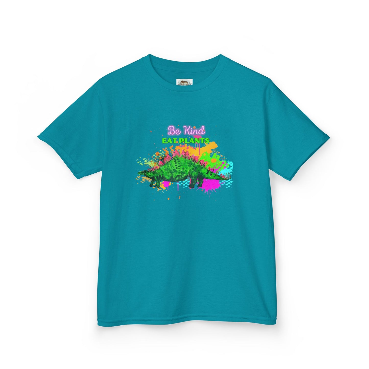 Kids Eco-Friendly Dinosaur Tee - BE KIND EAT PLANTS Fun Graphic Shirt for Boys and Girls, Perfect for Birthday and Christmas Gifts