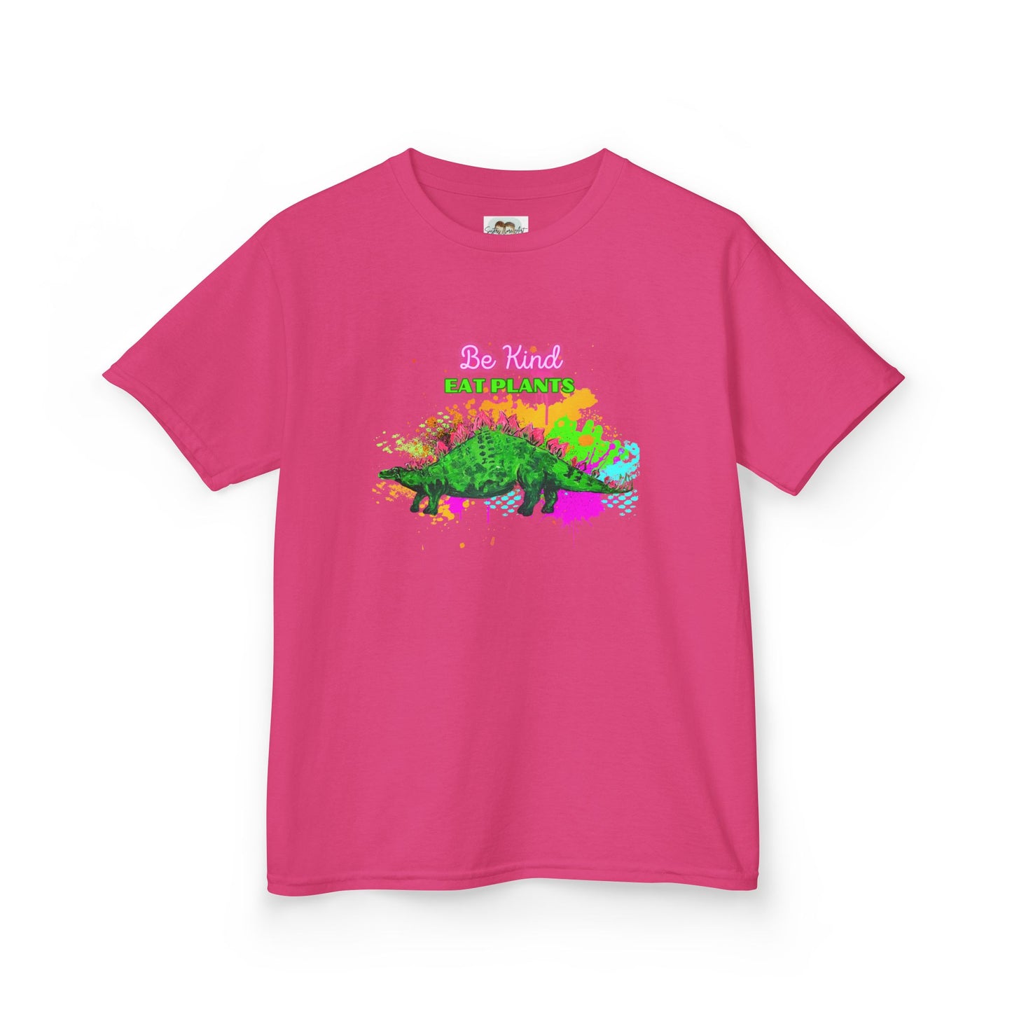 Kids Eco-Friendly Dinosaur Tee - BE KIND EAT PLANTS Fun Graphic Shirt for Boys and Girls, Perfect for Birthday and Christmas Gifts