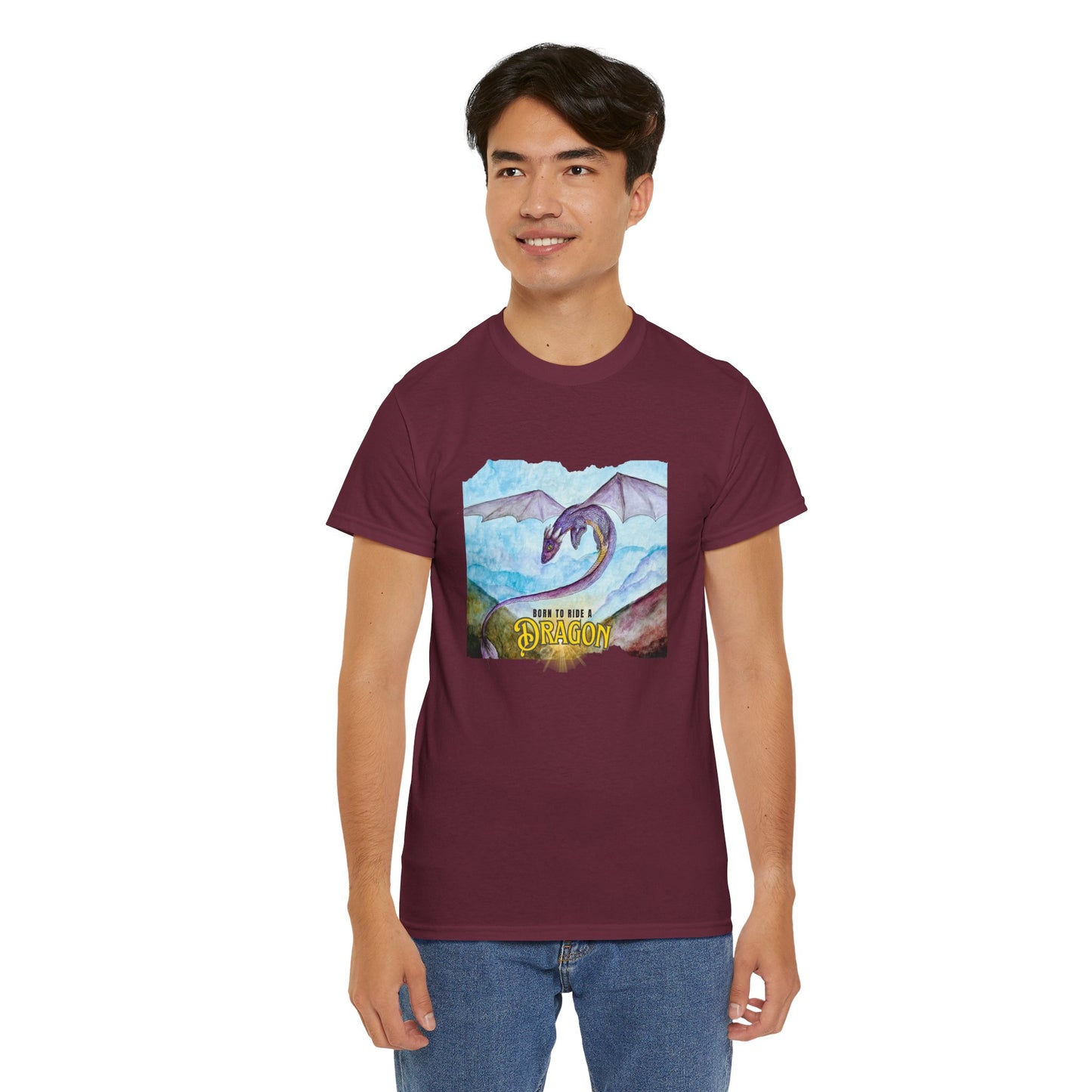 Dragon Graphic Unisex Heavy Cotton Tee, Fantasy T-Shirt, Gift for Dragon Lovers, Casual Wear, Birthday Gift, Geek Clothing