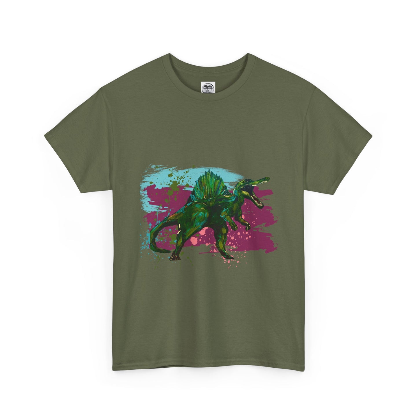 Vibrant Dinosaur Art Unisex Heavy Cotton Tee, Graphic Tee, Gift for Dinosaur Lovers, Casual Wear, Cool T-Shirt, Eco-Friendly Fashion