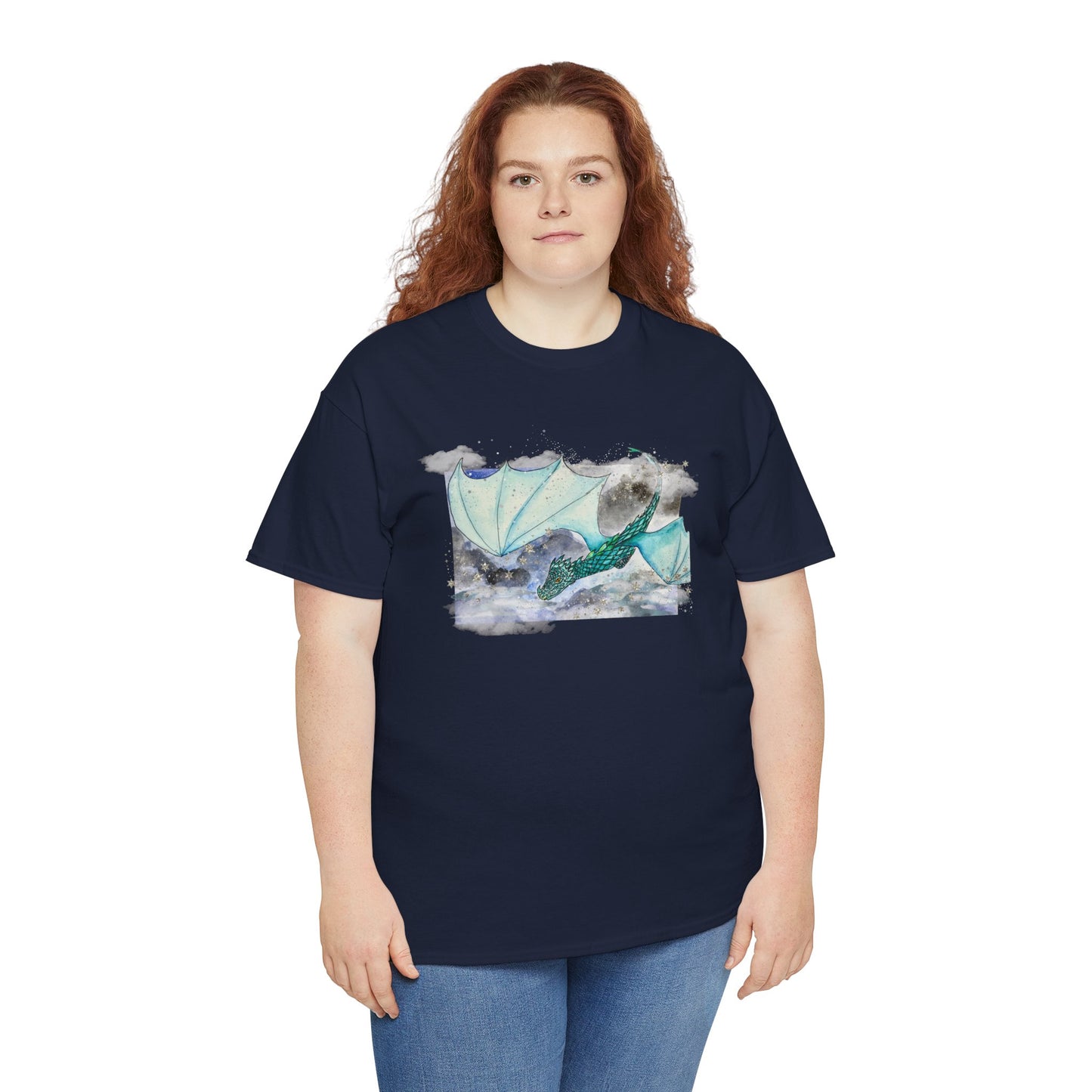 Dragon Flying through Storm Clouds Unisex Tee, Fantasy T-Shirt, Dragon Lover Gift, Eco-Friendly Apparel, Comfortable Casual Top, Unique Graphic Tee