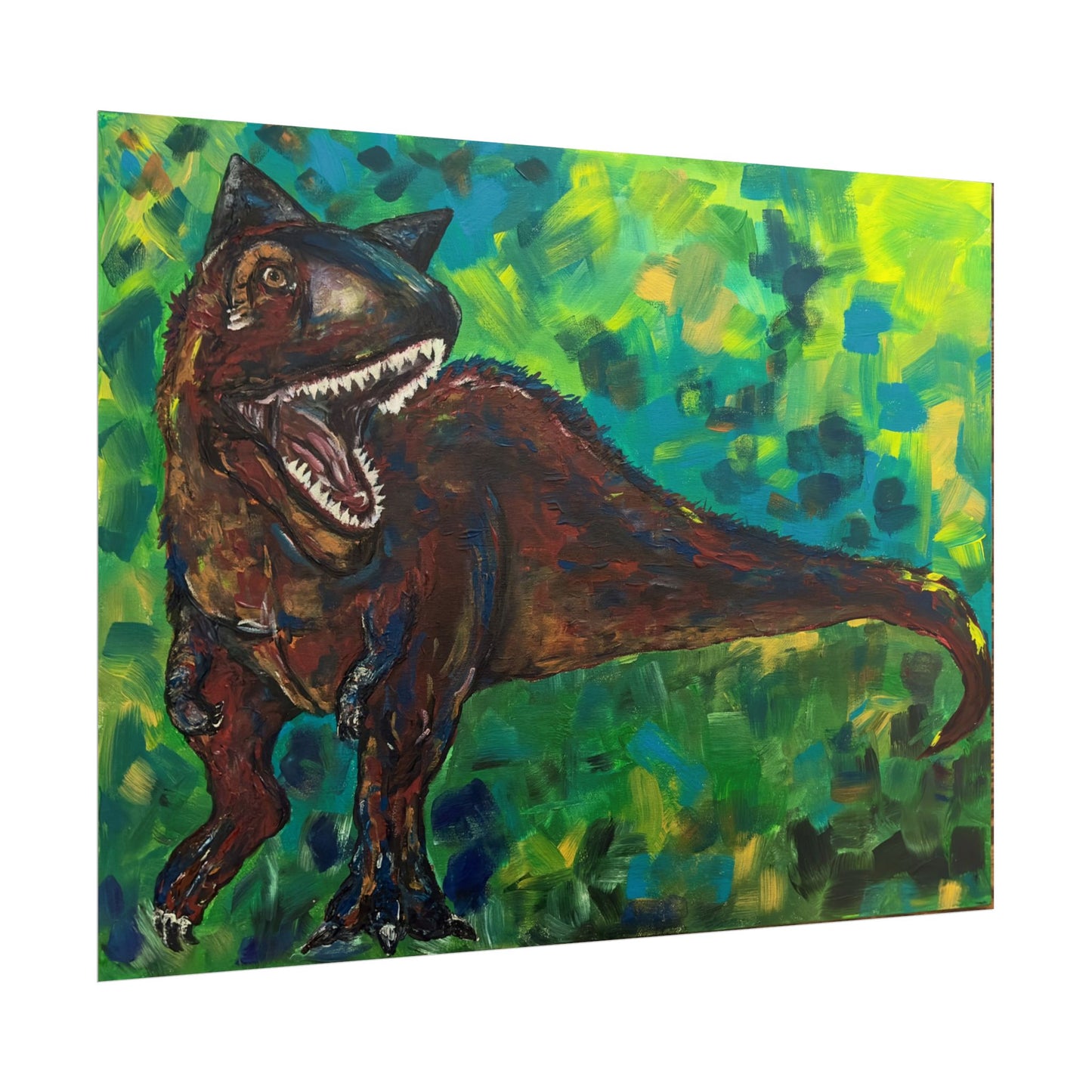 Dinosaur Art Print | Rolled Poster | Unique Decor for Kids, Nursery Wall Art, Birthday Gift, Fun Home Decoration, Horned T-Rex Art