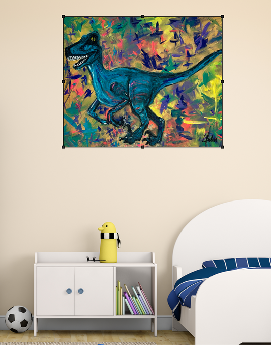 Dinosaur Art Rolled Poster | Colorful Wall Decor for Kids | Fun Gift for Birthdays and Playrooms | Unique Nursery Art