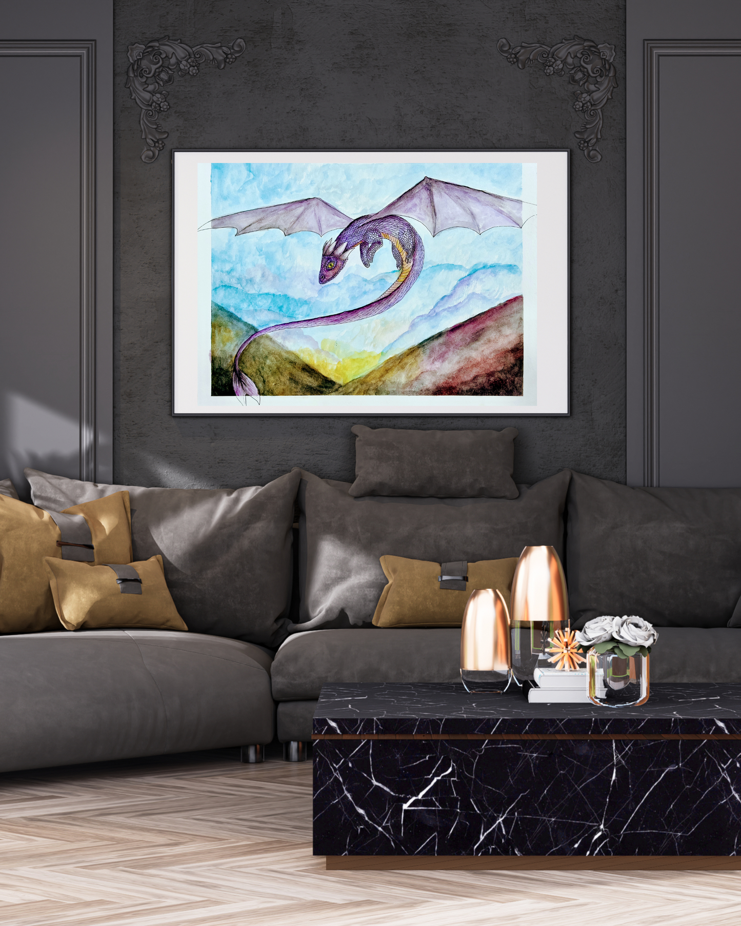 Mystical Dragon Art Print, Fantasy Wall Decor, Rolled Poster, Gift for Fantasy Lovers, Home Decoration, Art for Kids