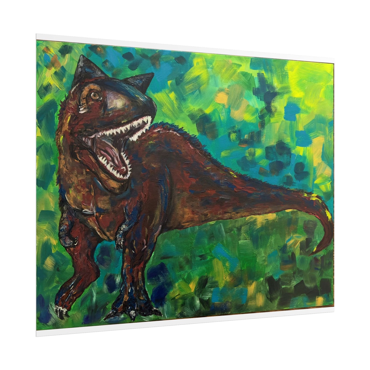 Dinosaur Art Print | Rolled Poster | Unique Decor for Kids, Nursery Wall Art, Birthday Gift, Fun Home Decoration, Horned T-Rex Art