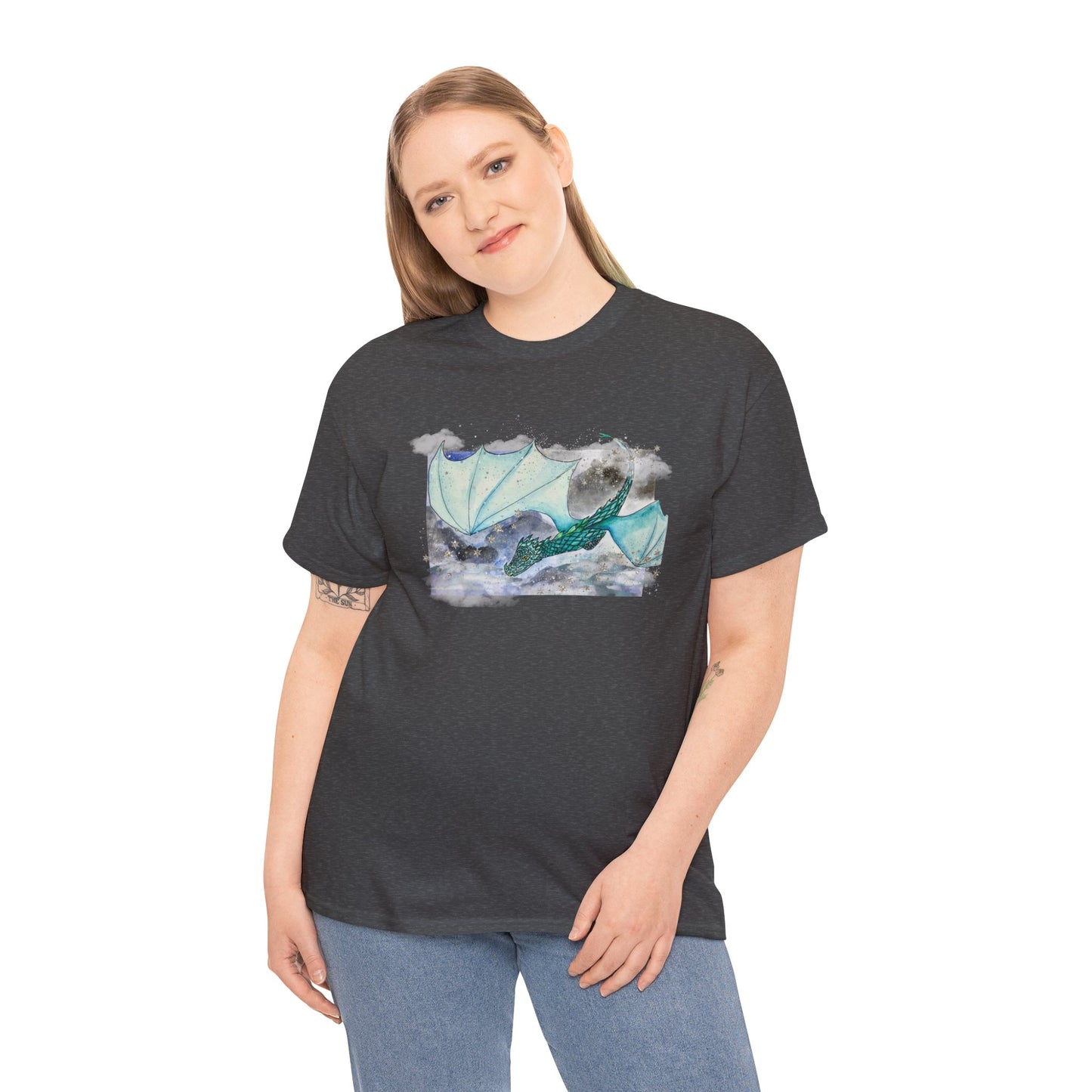Dragon Flying through Storm Clouds Unisex Tee, Fantasy T-Shirt, Dragon Lover Gift, Eco-Friendly Apparel, Comfortable Casual Top, Unique Graphic Tee