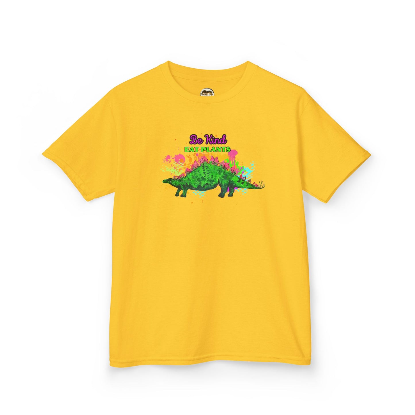 Kids Eco-Friendly Dinosaur Tee - BE KIND EAT PLANTS Fun Stegosaurus Graphic Shirt