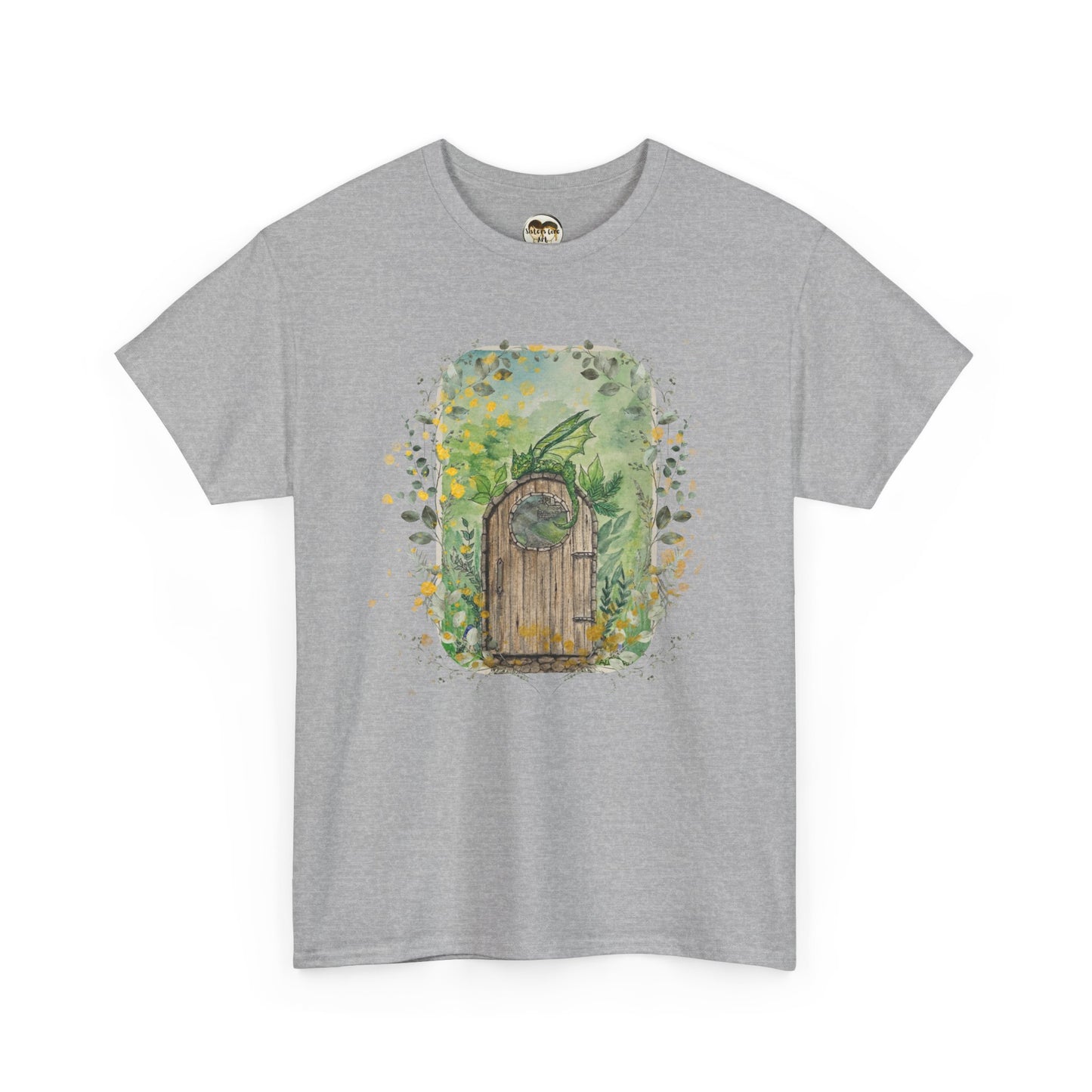 Dragon Guarding the Garden Gate Tee, Perfect Gift for Dragon Lover, Fall Style T-shirt, Fantasy Gift, Eco-Friendly Style