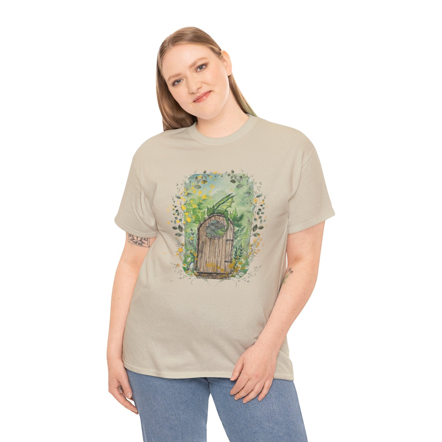Dragon Guarding the Garden Gate Tee, Perfect Gift for Dragon Lover, Fall Style T-shirt, Fantasy Gift, Eco-Friendly Style