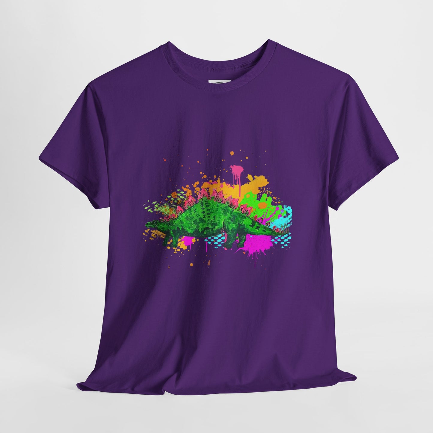 Colorful Dinosaur Unisex Heavy Cotton Tee, Fun Graphic Tee, Dino Lovers Gift, Eco-friendly Fashion, Casual Wear