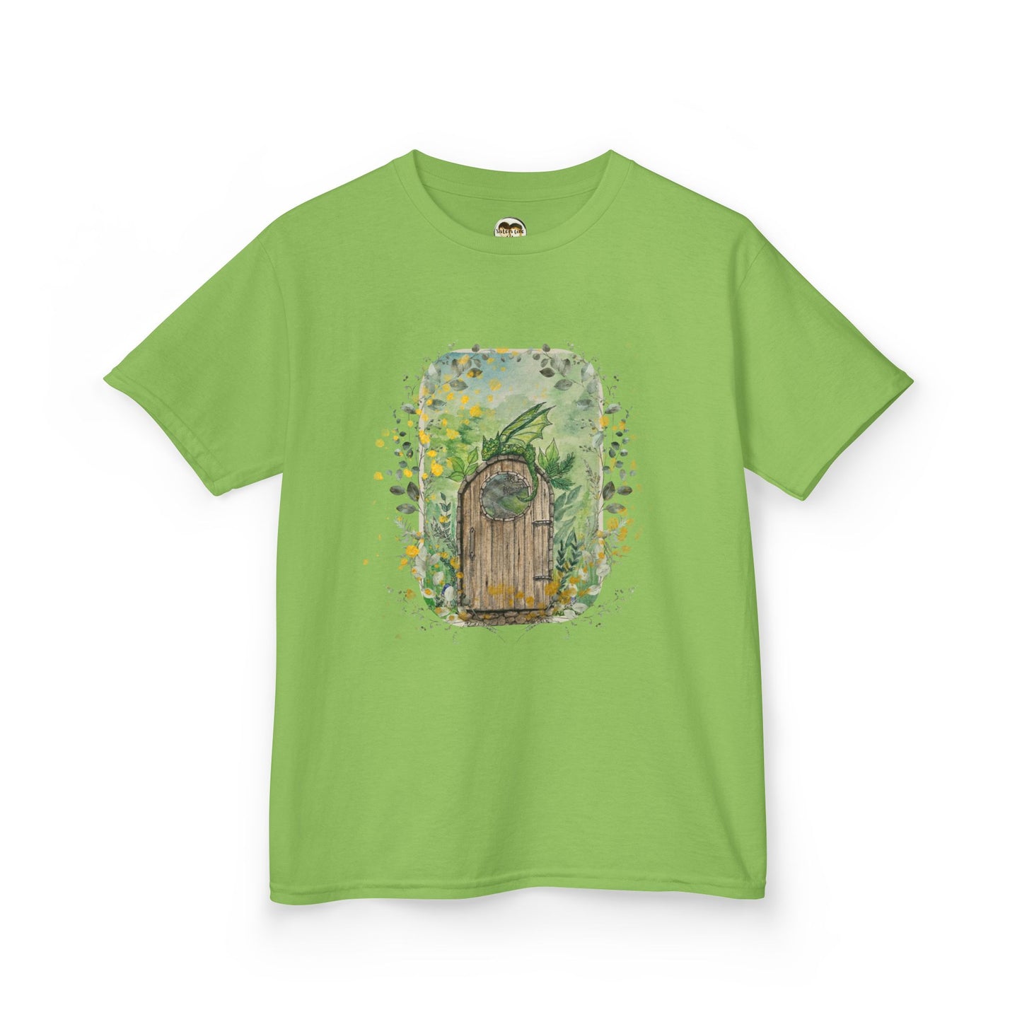 Whimsical Dragon Garden Door Kids Unisex Cotton Tee