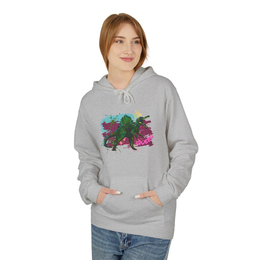Vibrant Artistic Dinosaur Queen Unisex Hoodie, Cozy Fleece Sweatshirt for Art Lovers, Perfect Gift for Birthdays, Casual Wear, Festivals