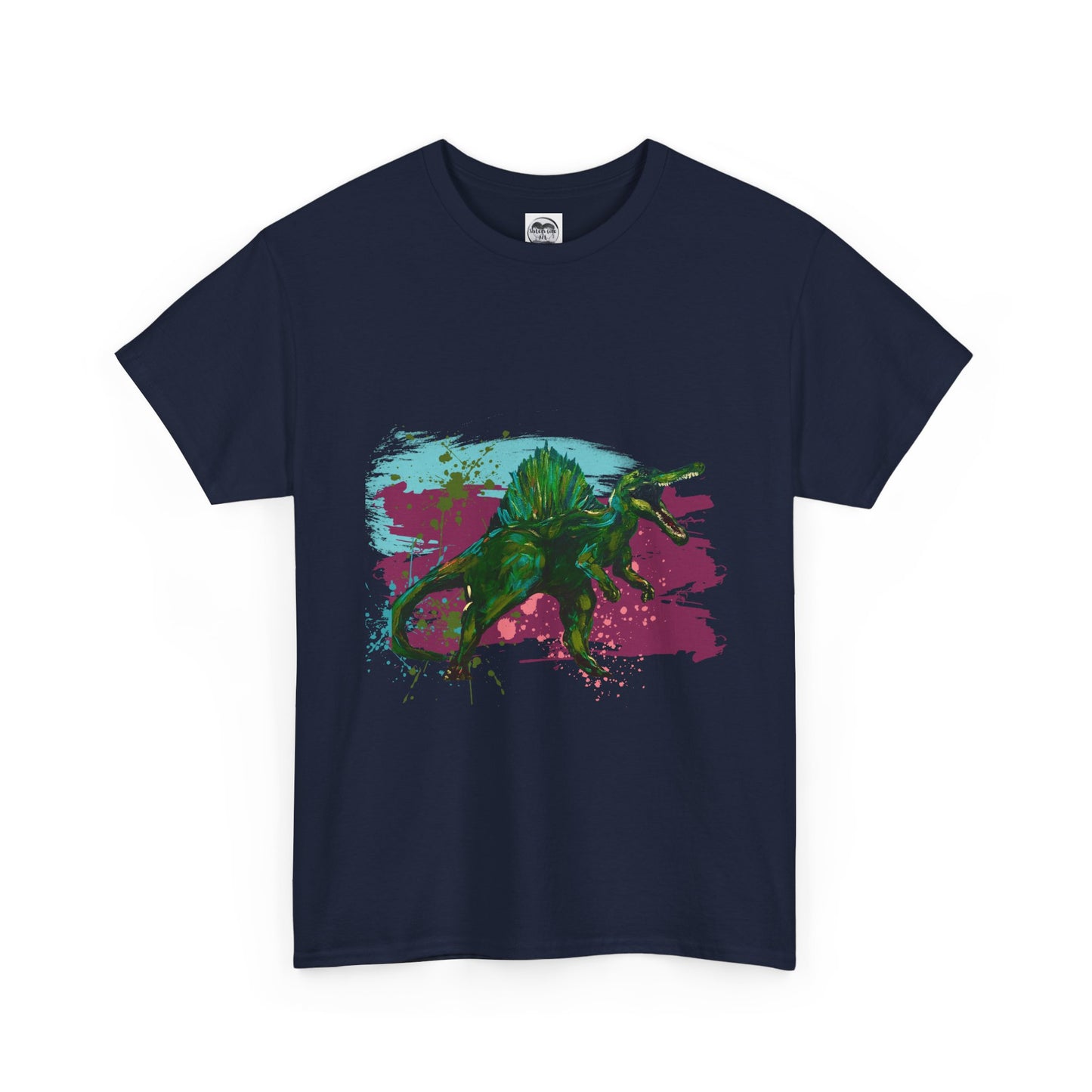Vibrant Dinosaur Art Unisex Heavy Cotton Tee, Graphic Tee, Gift for Dinosaur Lovers, Casual Wear, Cool T-Shirt, Eco-Friendly Fashion