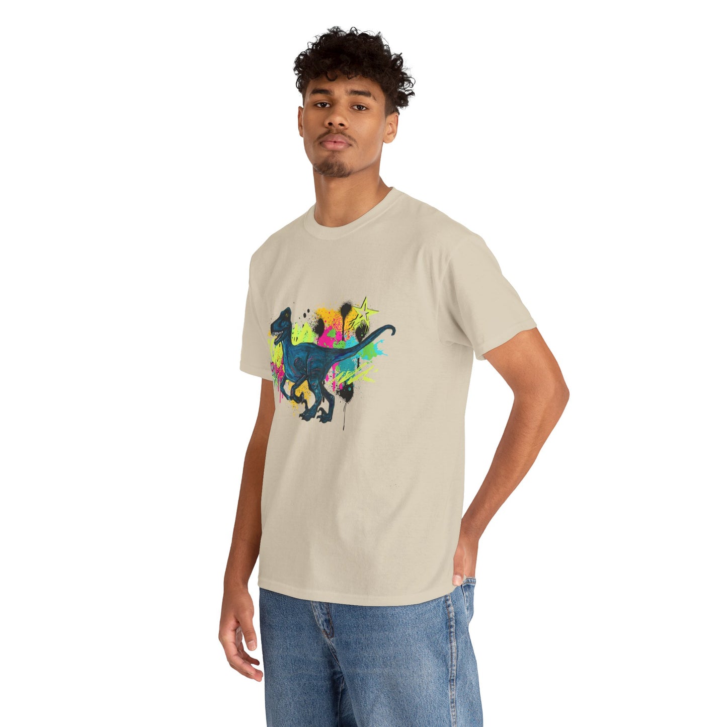 Dinosaur Art Raptor Unisex Heavy Cotton Tee | Perfect for Dinosaur Lovers