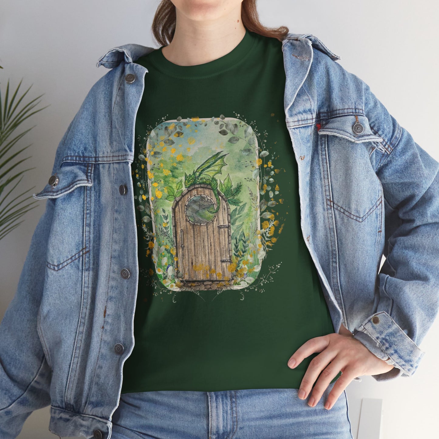 Dragon Guarding the Garden Gate Tee, Perfect Gift for Dragon Lover, Fall Style T-shirt, Fantasy Gift, Eco-Friendly Style