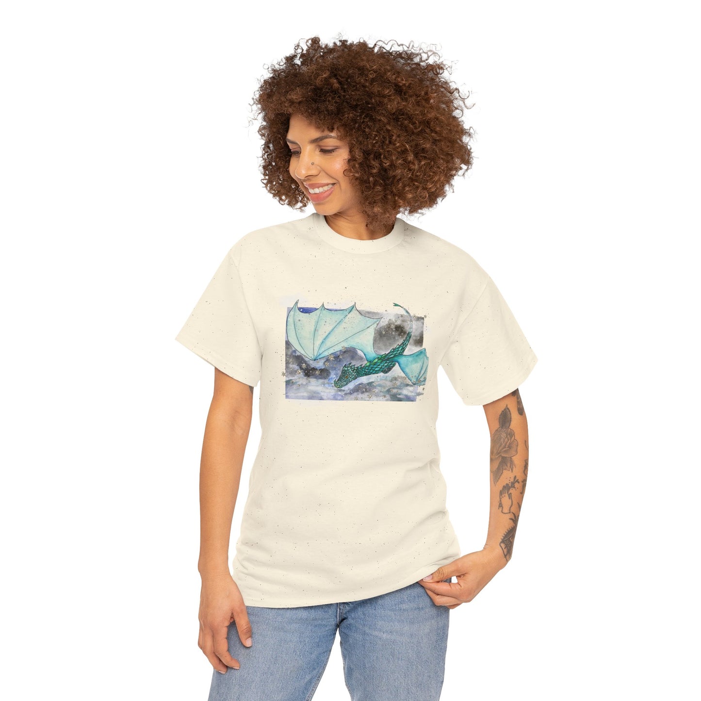 Dragon Flying through Storm Clouds Unisex Tee, Fantasy T-Shirt, Dragon Lover Gift, Eco-Friendly Apparel, Comfortable Casual Top, Unique Graphic Tee