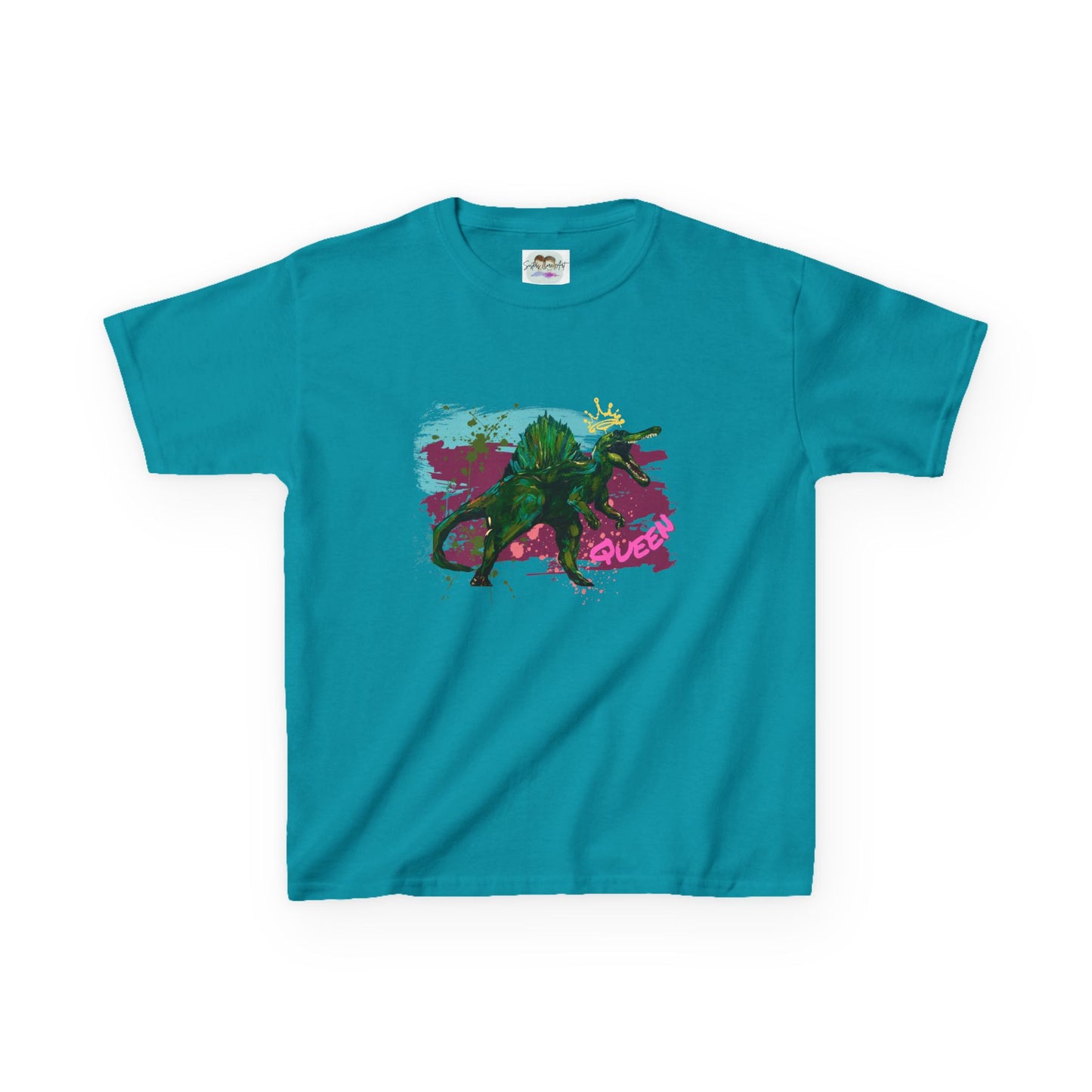 Kids Spinosaurus Queen of the Dinosaurs Graphic Tee, Fun Kids Shirt, Playful Dinosaur Art, Gift for Kids, Birthday Present