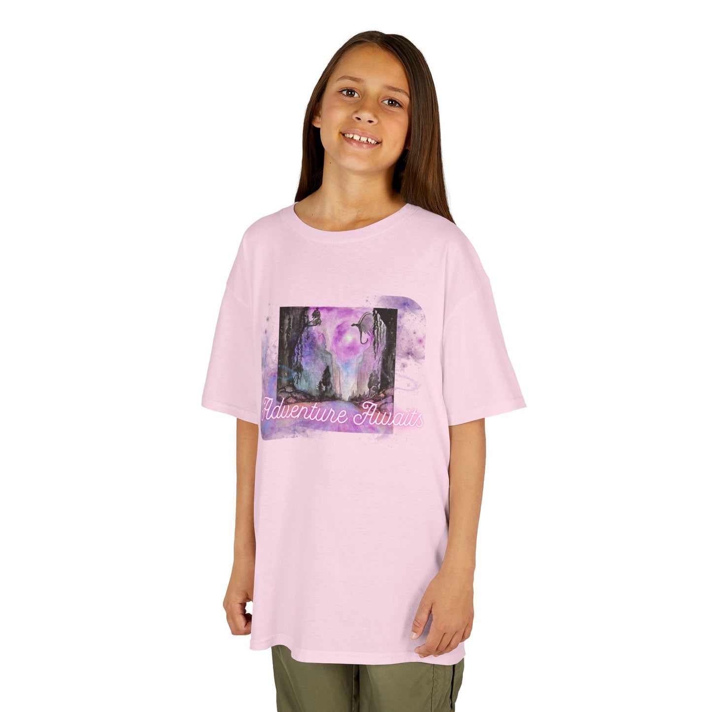 Kids Graphic Tee with Fairy Tale Adventure Vibes, Perfect for Birthday Gifts, Play Dates, Dragon and Fantasy Lovers ADVENTURE AWAITS